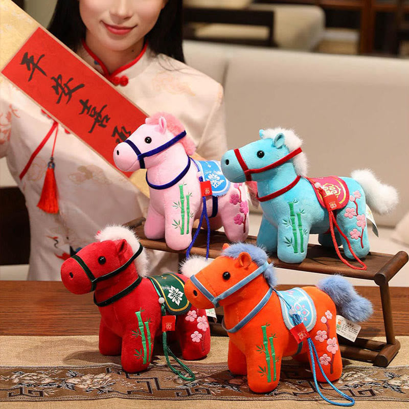 Nimara Ritual Year of the Horse Bamboo Dragon Lotus Phoenix Plush Doll Home Decoration