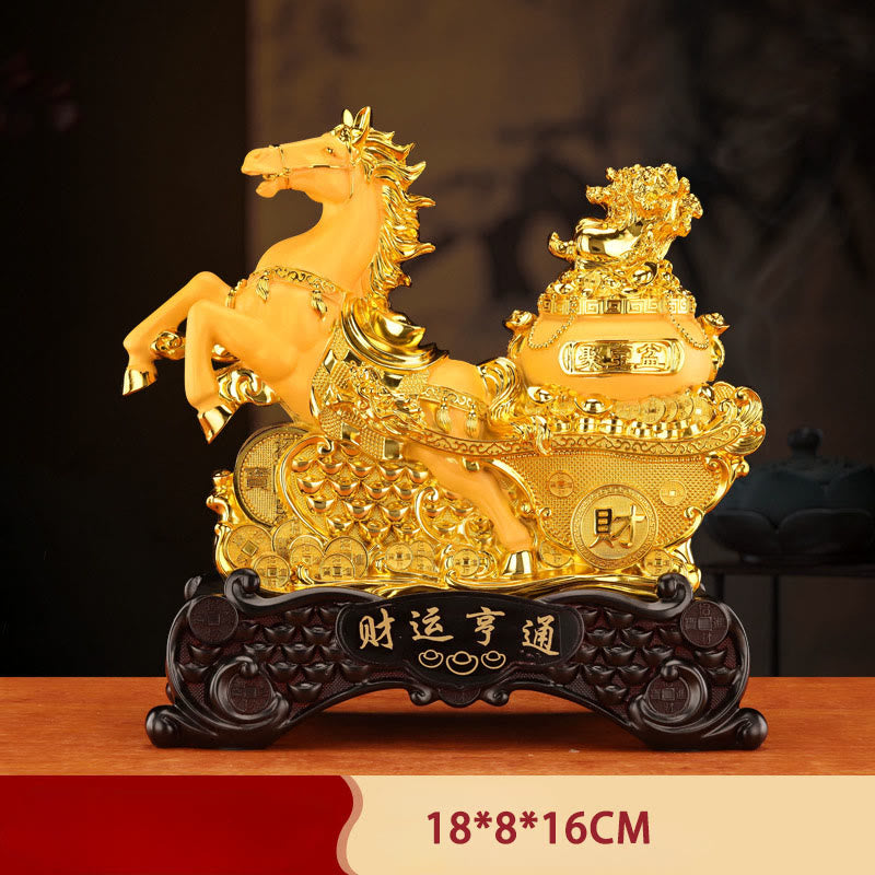Nimara Ritual "Good Fortune" Year of the Horse Treasure Bowl Ingots Wealth Resin Home Decoration