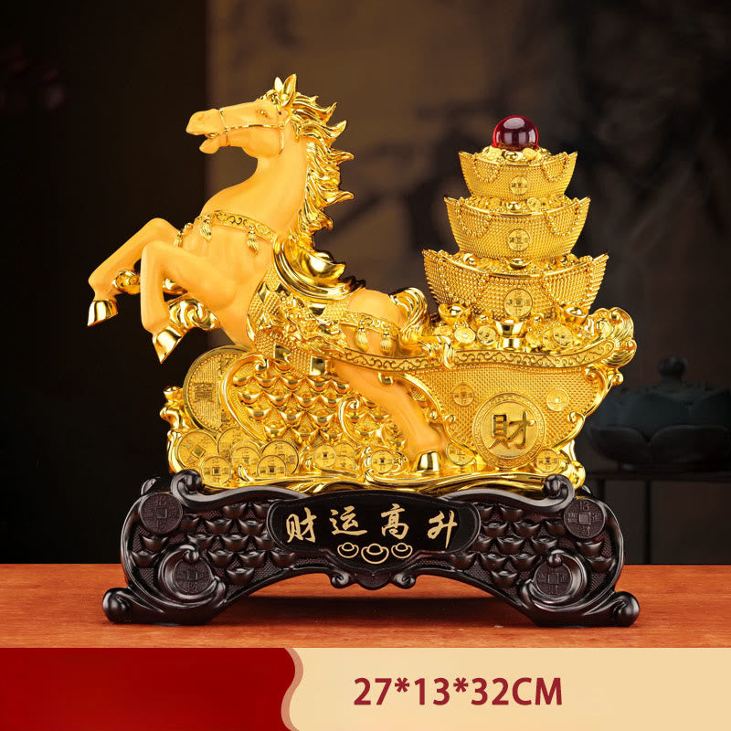 Nimara Ritual "Good Fortune" Year of the Horse Treasure Bowl Ingots Wealth Resin Home Decoration