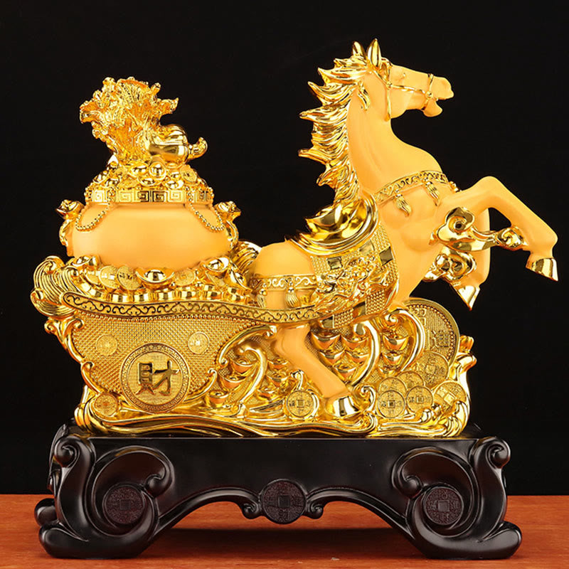 Nimara Ritual "Good Fortune" Year of the Horse Treasure Bowl Ingots Wealth Resin Home Decoration