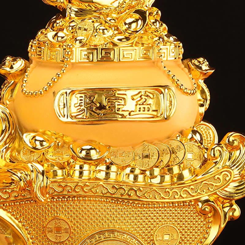 Nimara Ritual "Good Fortune" Year of the Horse Treasure Bowl Ingots Wealth Resin Home Decoration