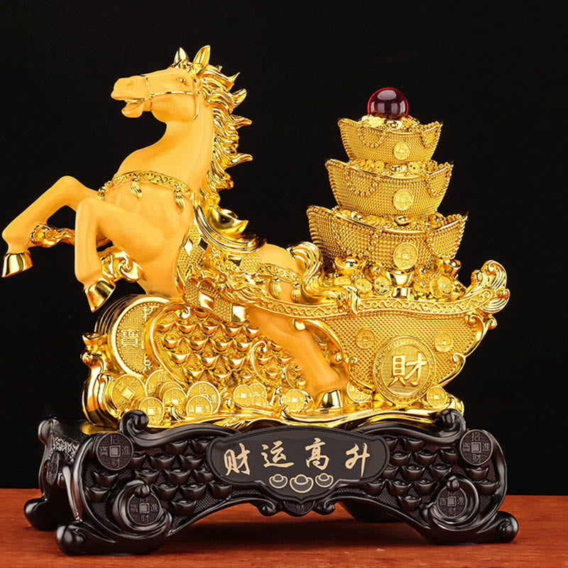 Nimara Ritual "Good Fortune" Year of the Horse Treasure Bowl Ingots Wealth Resin Home Decoration