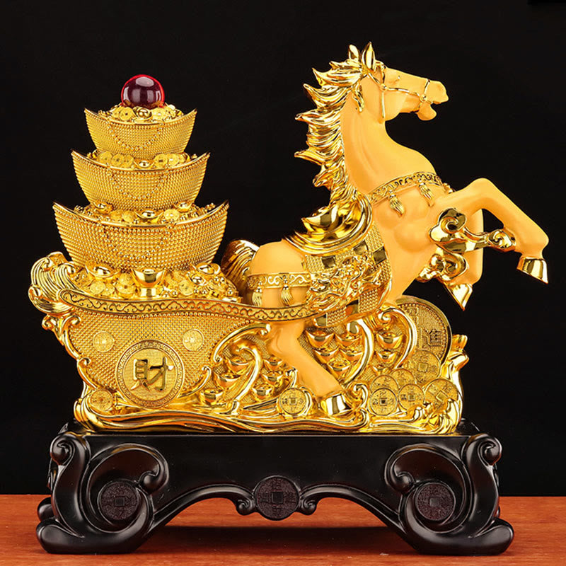 Nimara Ritual "Good Fortune" Year of the Horse Treasure Bowl Ingots Wealth Resin Home Decoration
