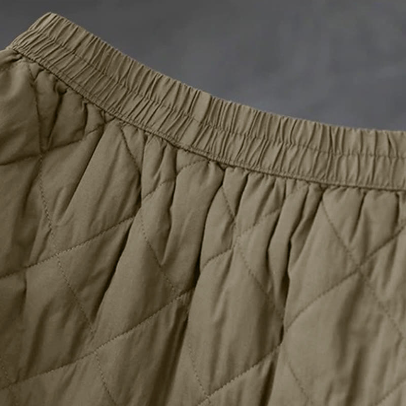 Nimara Ritual Women's Plain Cotton Padded Thermal 7-8 Length Skirt With Pockets