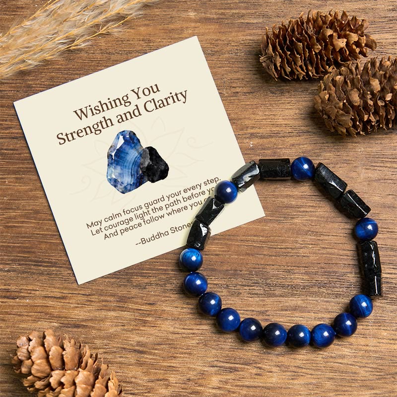 Nimara Ritual "Wishing You Strength and Clarity" Blue Tiger Eye Bracelet Includes Gift Message Card