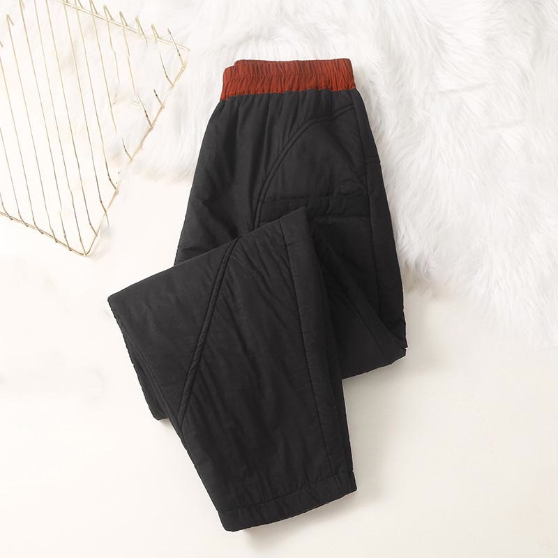 Nimara Ritual Women's Winter Plain Elastic Waist Design Thickened Harem Pants With Pockets
