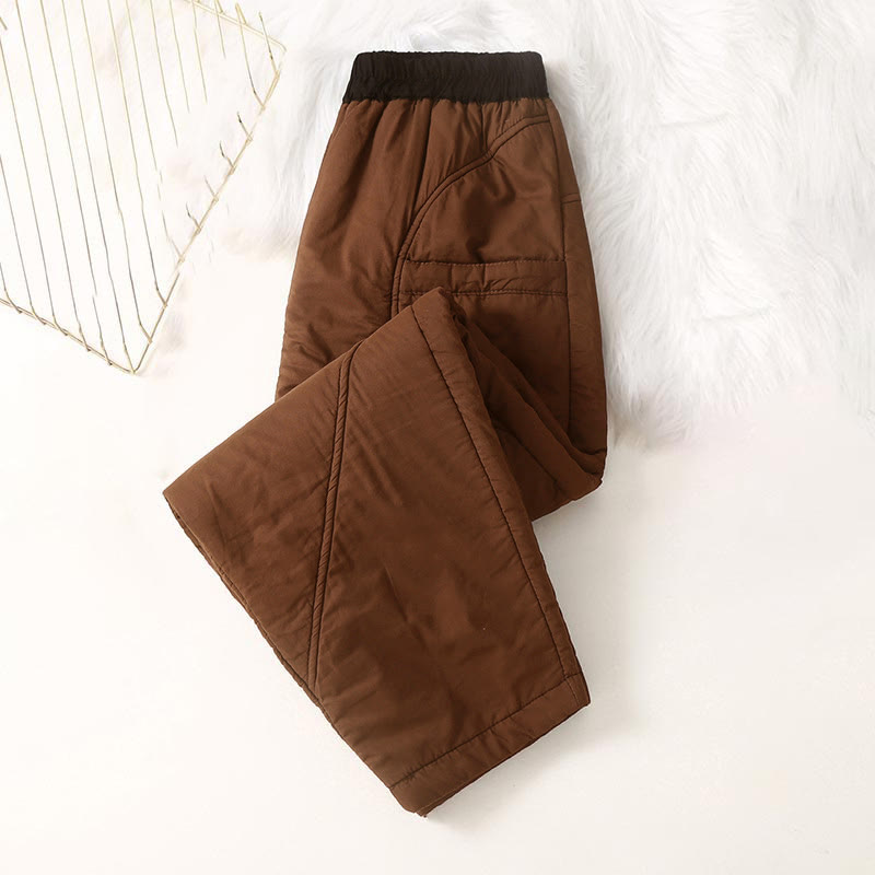 Nimara Ritual Women's Winter Plain Elastic Waist Design Thickened Harem Pants With Pockets