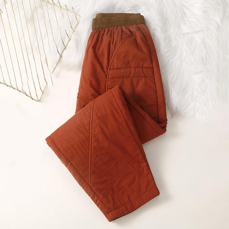 Nimara Ritual Women's Winter Plain Elastic Waist Design Thickened Harem Pants With Pockets