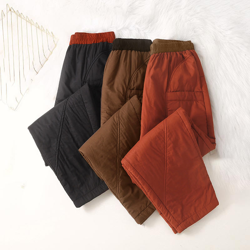 Nimara Ritual Women's Winter Plain Elastic Waist Design Thickened Harem Pants With Pockets