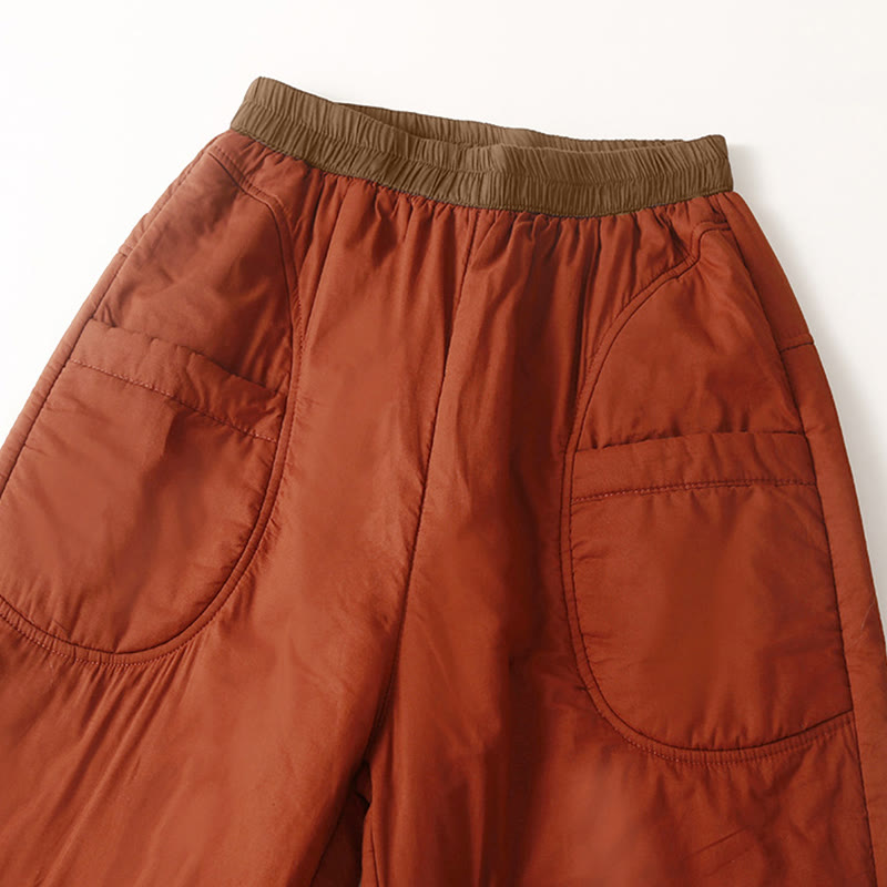 Nimara Ritual Women's Winter Plain Elastic Waist Design Thickened Harem Pants With Pockets
