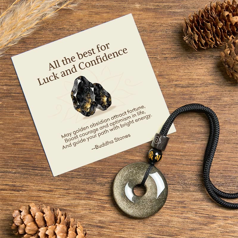Nimara Ritual "All the best for Luck and Confidence" Obsidian Necklace Includes Gift Message Card