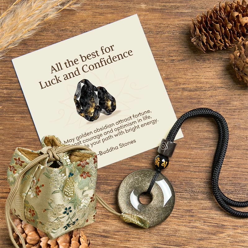 Nimara Ritual "All the best for Luck and Confidence" Obsidian Necklace Includes Gift Message Card