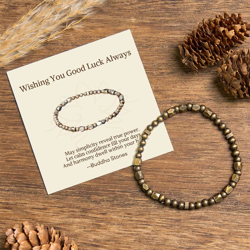 Nimara Ritual "Wishing You Balance and Strength" Brass Beads Bracelet Includes Gift Message Card
