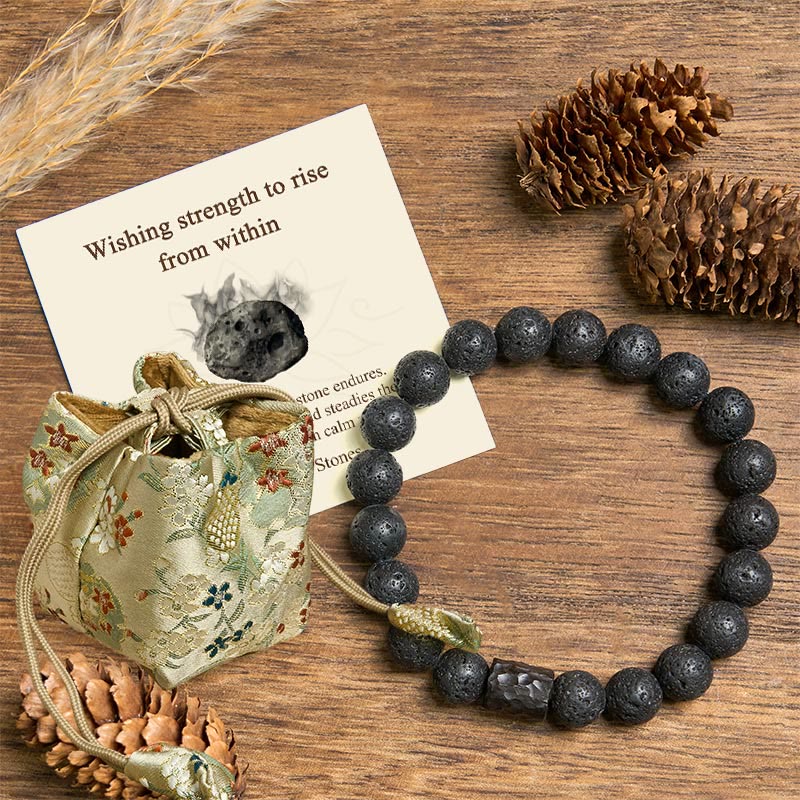 Nimara Ritual "Wishing Strength to Rise from Within" Lava Rock Bracelet Includes Gift Message Card