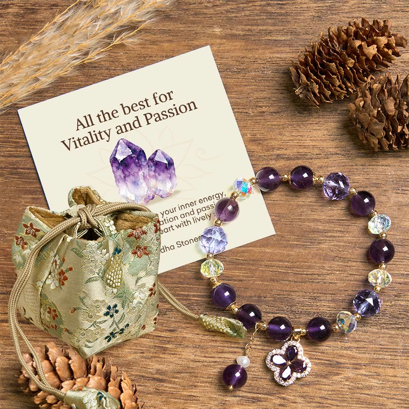 Nimara Ritual "All the best for Calm and Wisdom" Amethyst Flower Bracelet Includes Gift Message Card