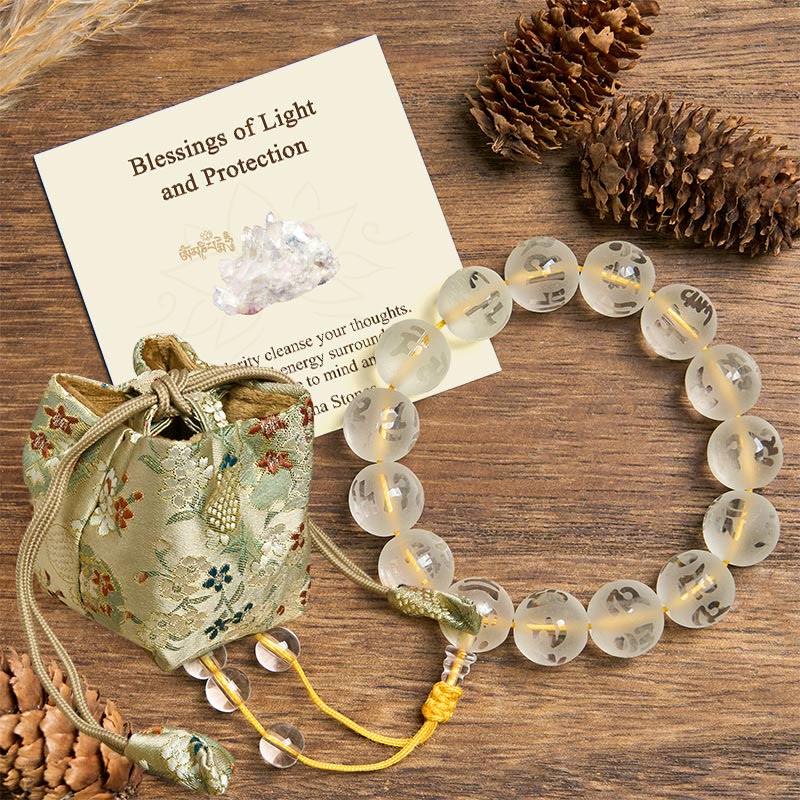 Nimara Ritual "Blessings of Light and Protection" White Crystal Bracelet Includes Gift Message Card