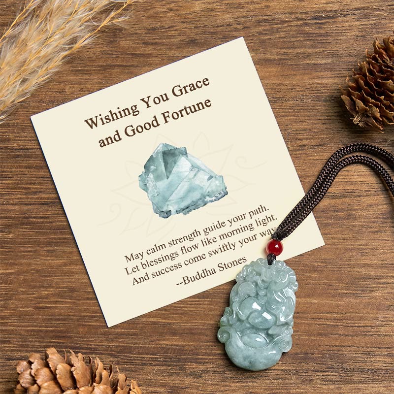 Nimara Ritual "Wishing You Grace and Good Fortune" Jade Horse Necklace Includes Gift Message Card
