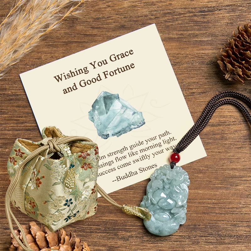 Nimara Ritual "Wishing You Grace and Good Fortune" Jade Horse Necklace Includes Gift Message Card