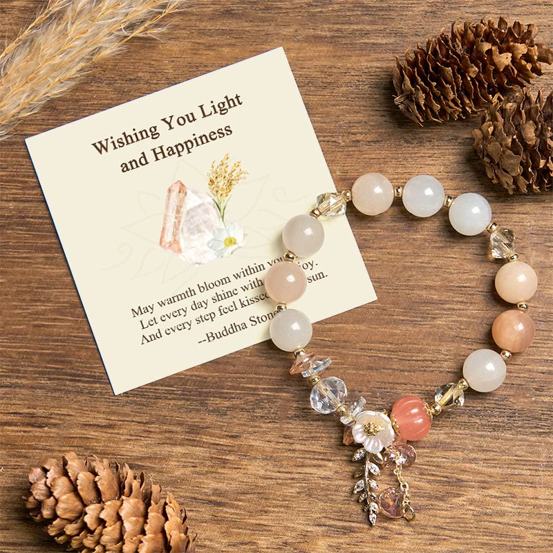 Nimara Ritual "Wishing You Light and Happiness" Sun Stone Bracelet Includes Gift Message Card