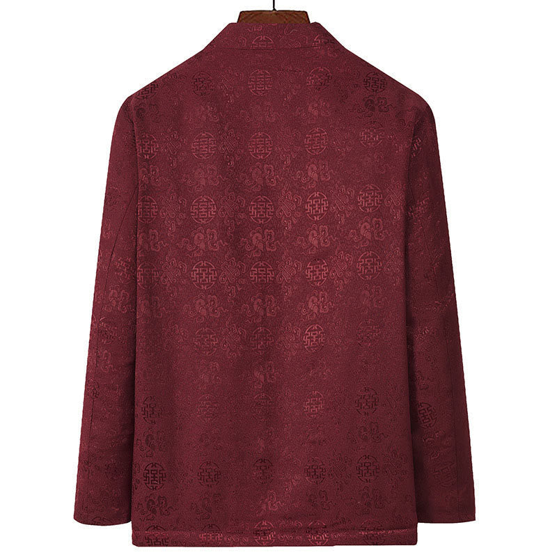 Nimara Ritual Embroidery Pattern Stand Collar Long Sleeve Men's Tang Suit Jacket With Pockets