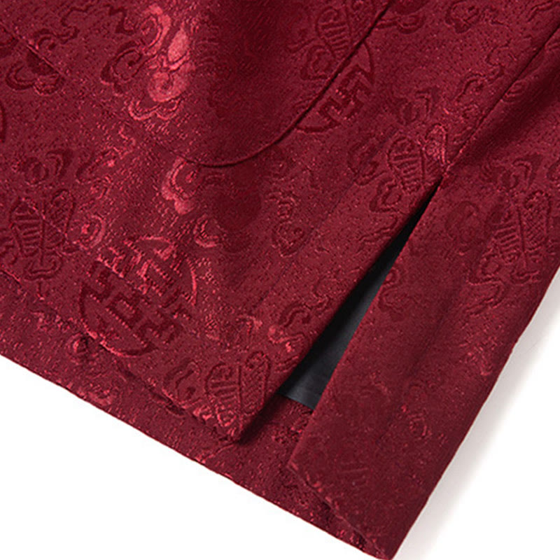 Nimara Ritual Embroidery Pattern Stand Collar Long Sleeve Men's Tang Suit Jacket With Pockets