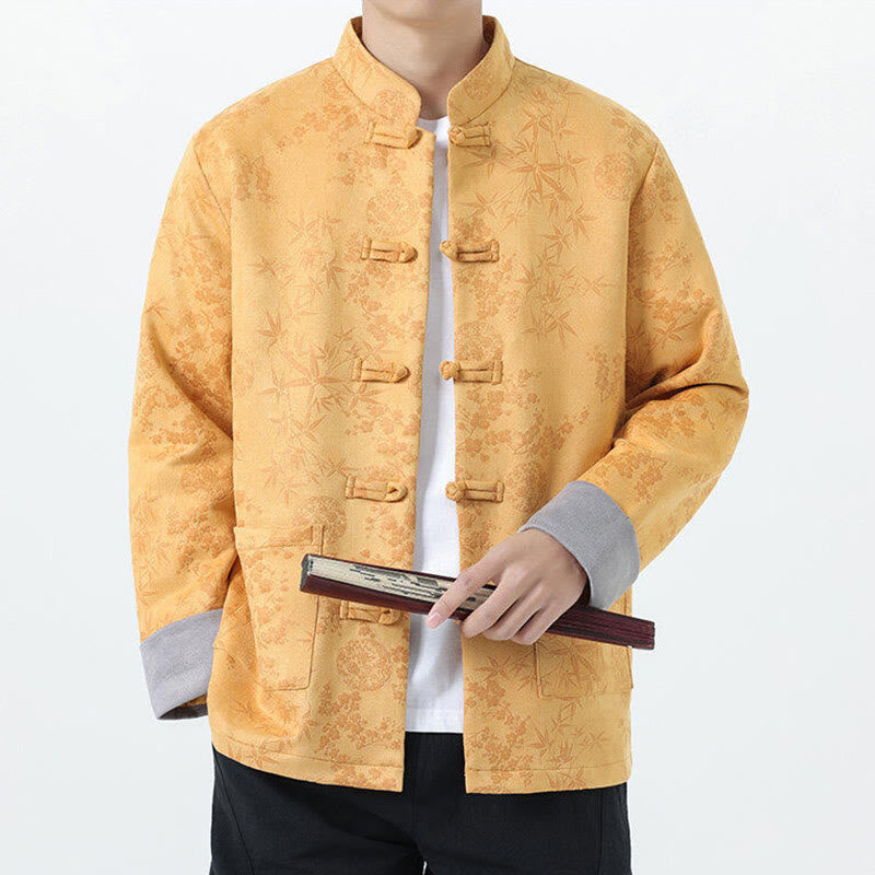 Nimara Ritual Fall Jacquard Bamboo Frog-button Long Sleeve Men's Cotton Jacket With Pockets