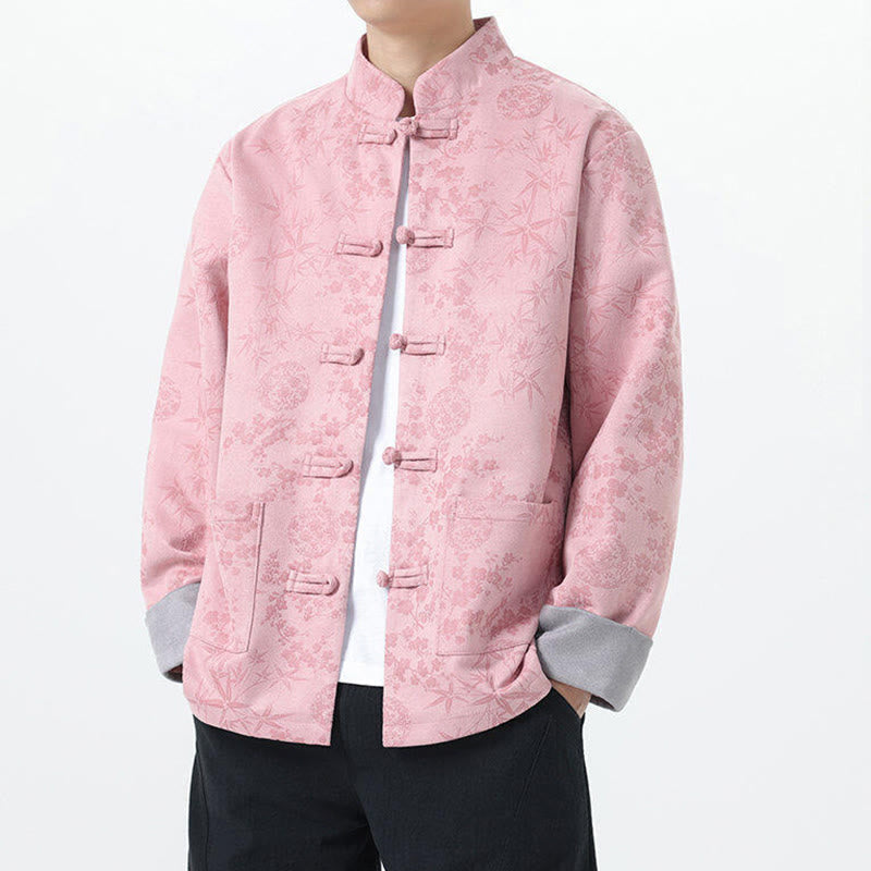 Nimara Ritual Fall Jacquard Bamboo Frog-button Long Sleeve Men's Cotton Jacket With Pockets