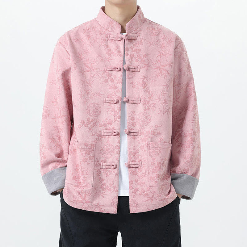Nimara Ritual Fall Jacquard Bamboo Frog-button Long Sleeve Men's Cotton Jacket With Pockets