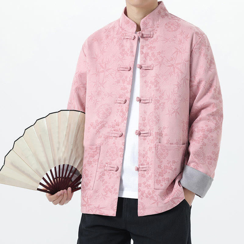 Nimara Ritual Fall Jacquard Bamboo Frog-button Long Sleeve Men's Cotton Jacket With Pockets