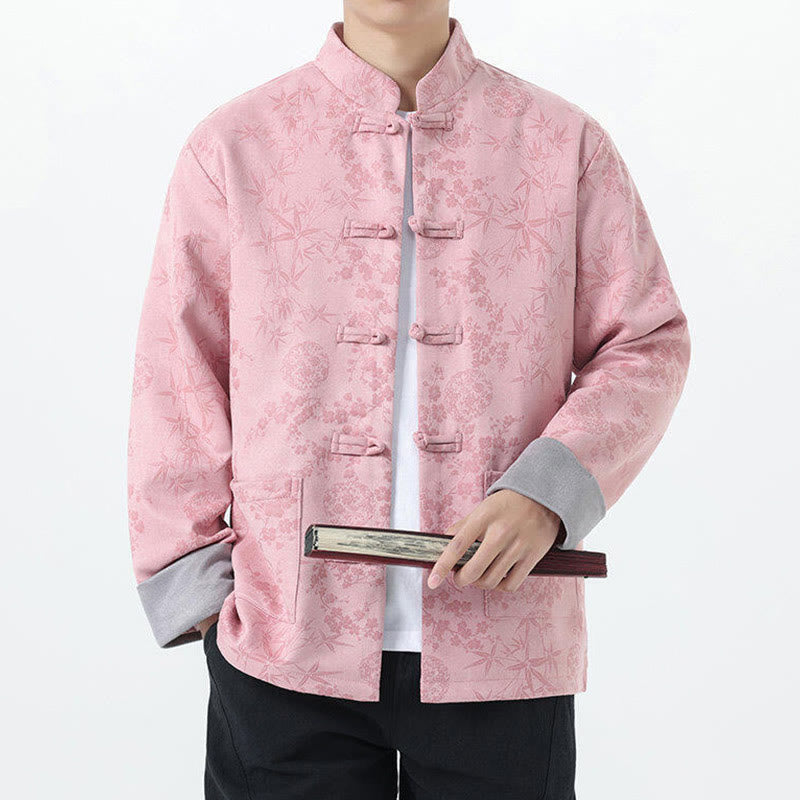 Nimara Ritual Fall Jacquard Bamboo Frog-button Long Sleeve Men's Cotton Jacket With Pockets