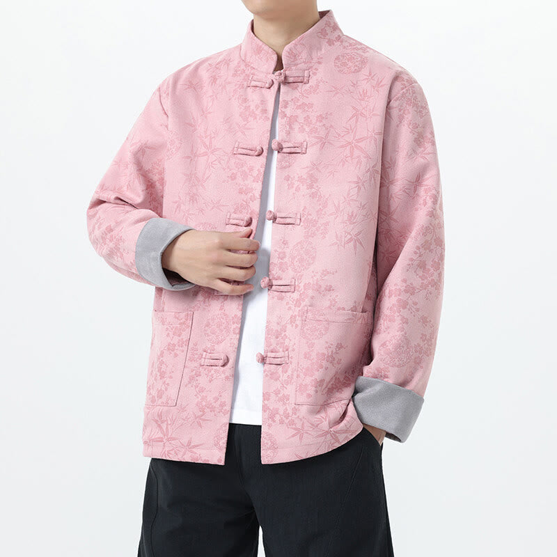 Nimara Ritual Fall Jacquard Bamboo Frog-button Long Sleeve Men's Cotton Jacket With Pockets
