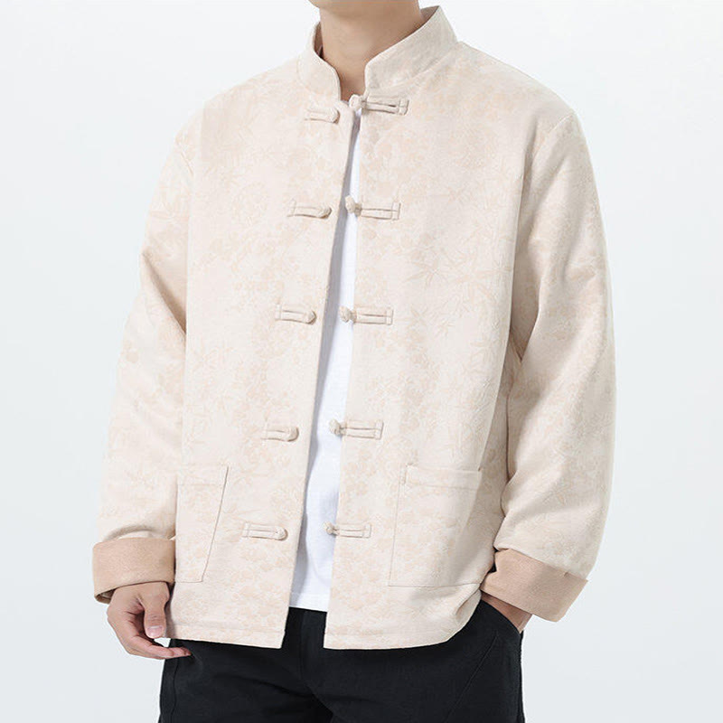 Nimara Ritual Fall Jacquard Bamboo Frog-button Long Sleeve Men's Cotton Jacket With Pockets