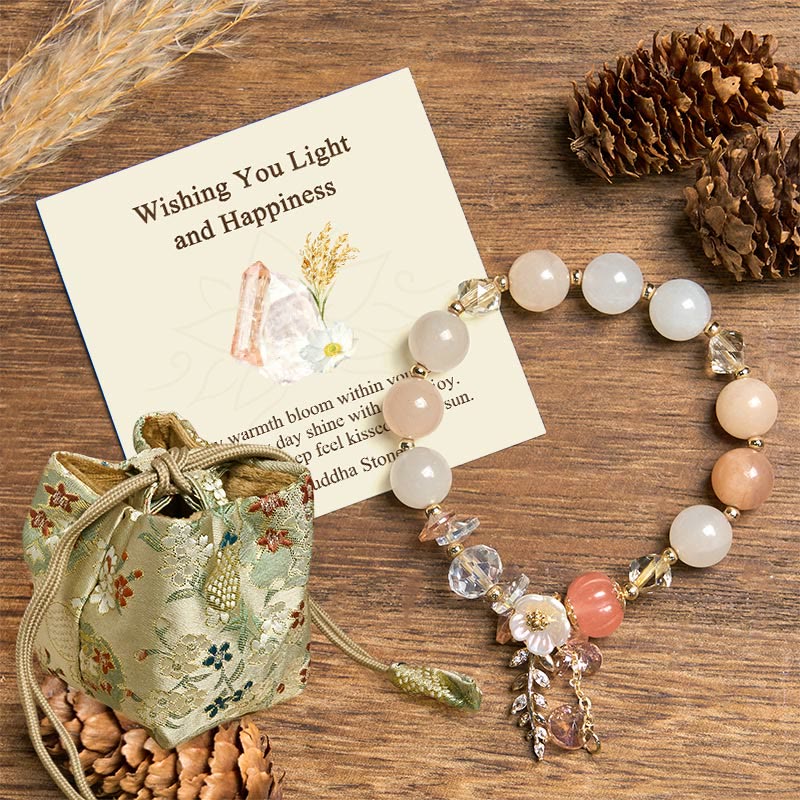 Nimara Ritual "Wishing You Light and Happiness" Sun Stone Bracelet Includes Gift Message Card