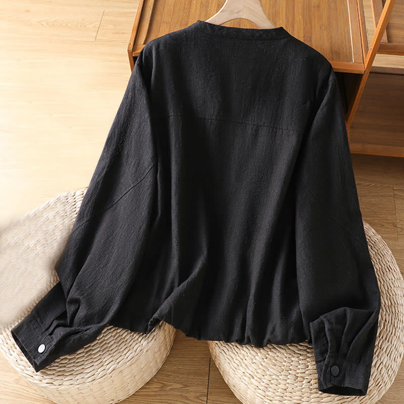 Nimara Ritual Women's Cotton Zipper Design Double Layer Long Sleeve Jacket With Pockets