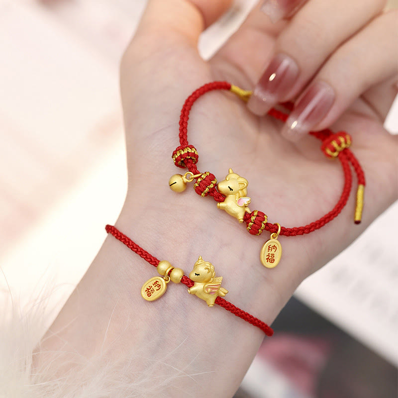 Nimara Ritual 925 Sterling Silver Year Of The Horse Lucky Fortune Red String Strength Bracelet