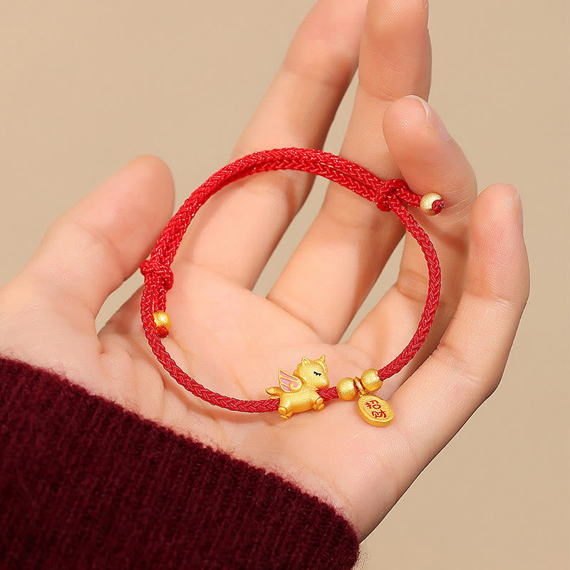 Nimara Ritual 925 Sterling Silver Year Of The Horse Lucky Fortune Red String Strength Bracelet