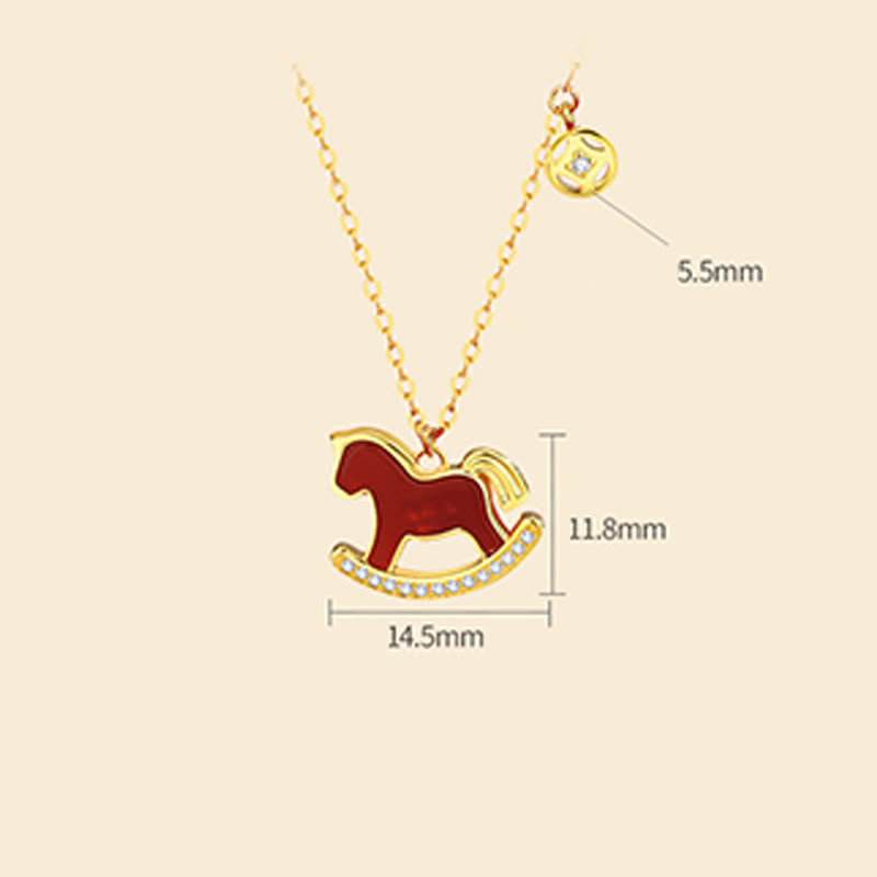 Nimara Ritual 925 Sterling Silver Year Of The Horse Design Red Agate Confidence Earrings