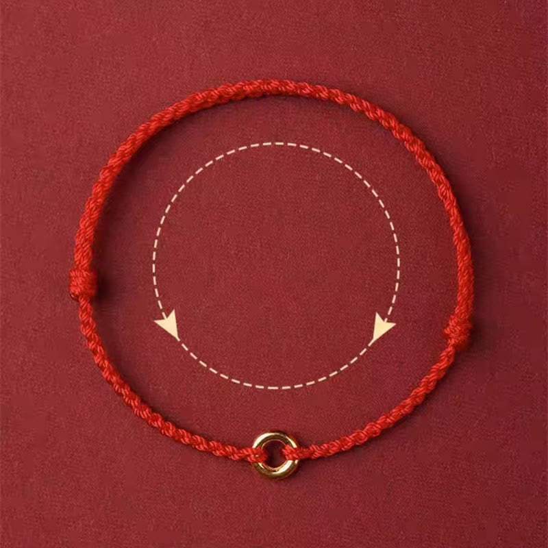 Luck Connection Small Peace Buckle Braided String Adjustable Bracelet Anklet