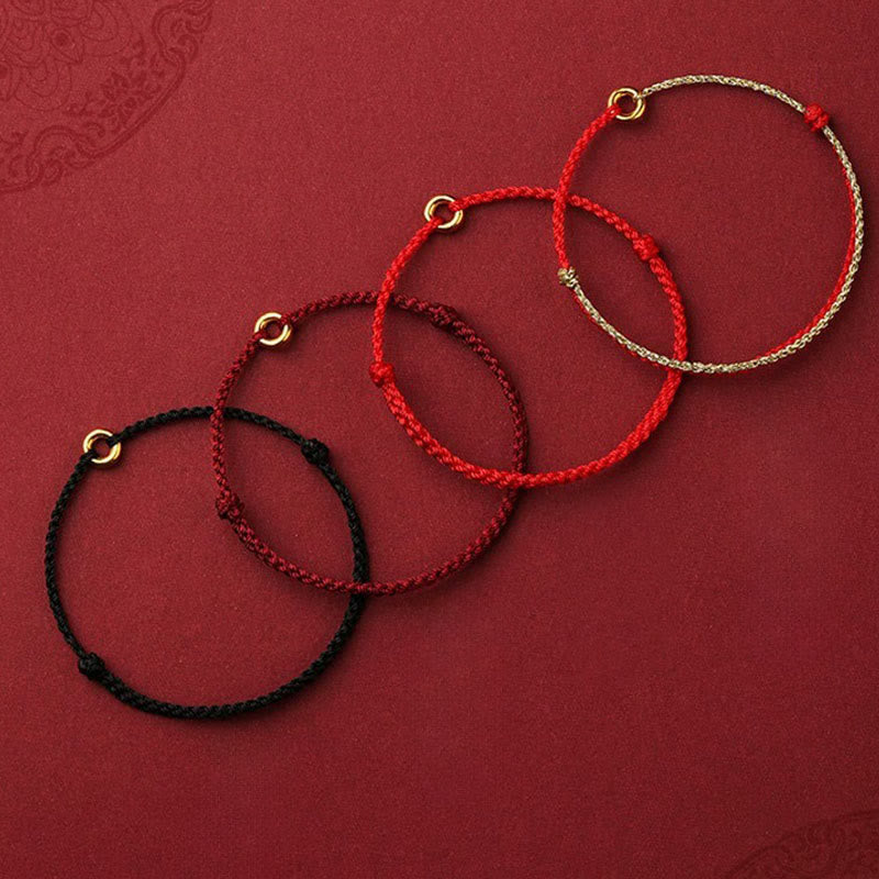 Luck Connection Small Peace Buckle Braided String Adjustable Bracelet Anklet