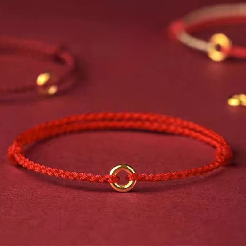 Luck Connection Small Peace Buckle Braided String Adjustable Bracelet Anklet