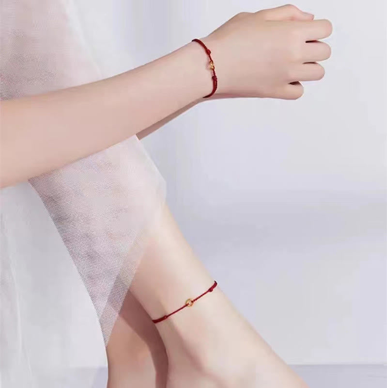 Luck Connection Small Peace Buckle Braided String Adjustable Bracelet Anklet