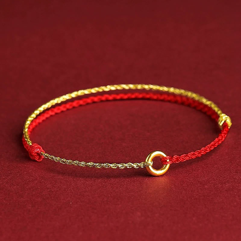 Luck Connection Small Peace Buckle Braided String Adjustable Bracelet Anklet