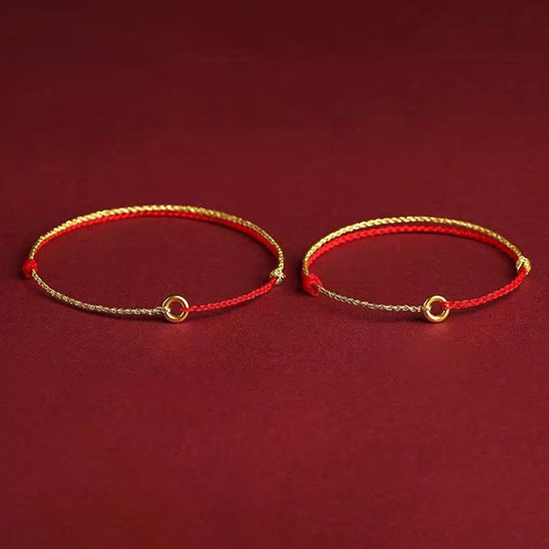 Luck Connection Small Peace Buckle Braided String Adjustable Bracelet Anklet
