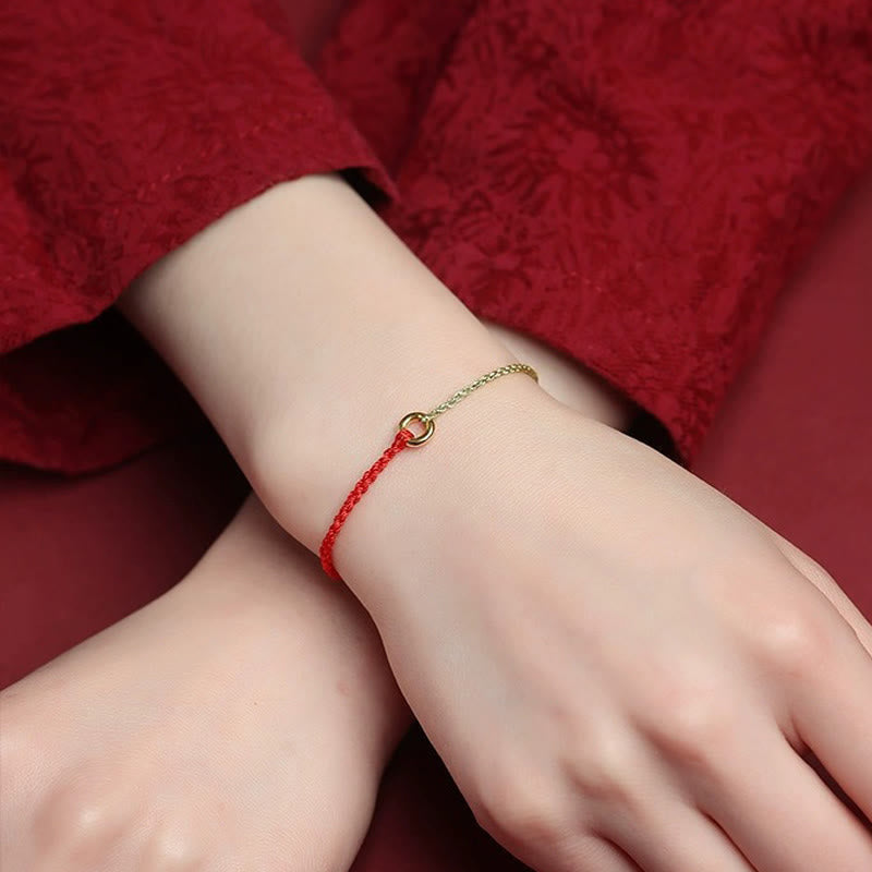 Luck Connection Small Peace Buckle Braided String Adjustable Bracelet Anklet