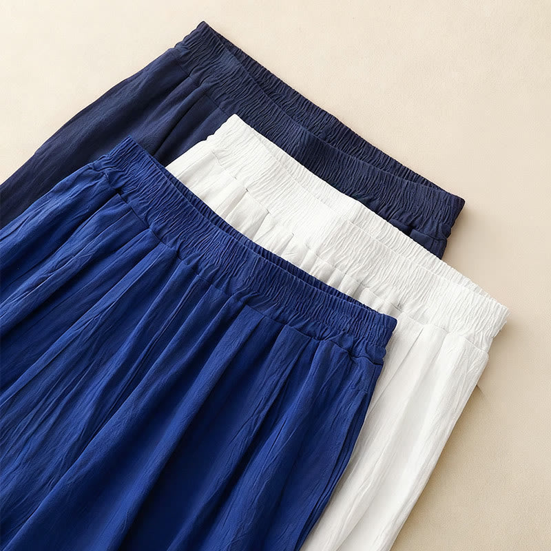 Nimara Ritual Commute Solid Color Women's Harem Elastic Waist Cotton 7-8 Length Pants With Pockets