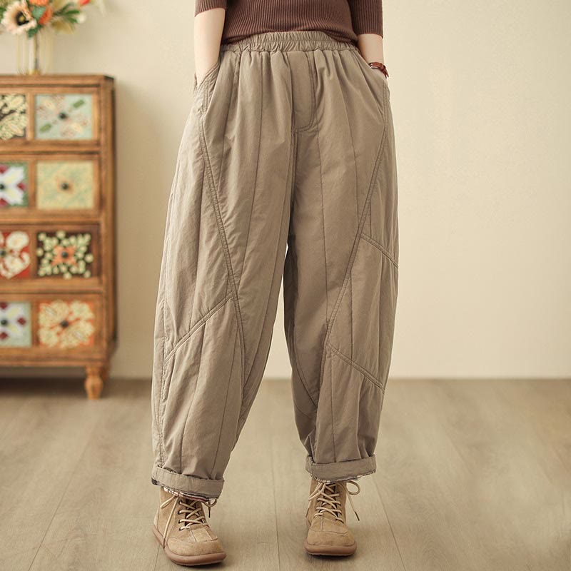 Nimara Ritual Winter Plain High Waist Women's Harem Thermal Elastic Waist Pants With Pockets