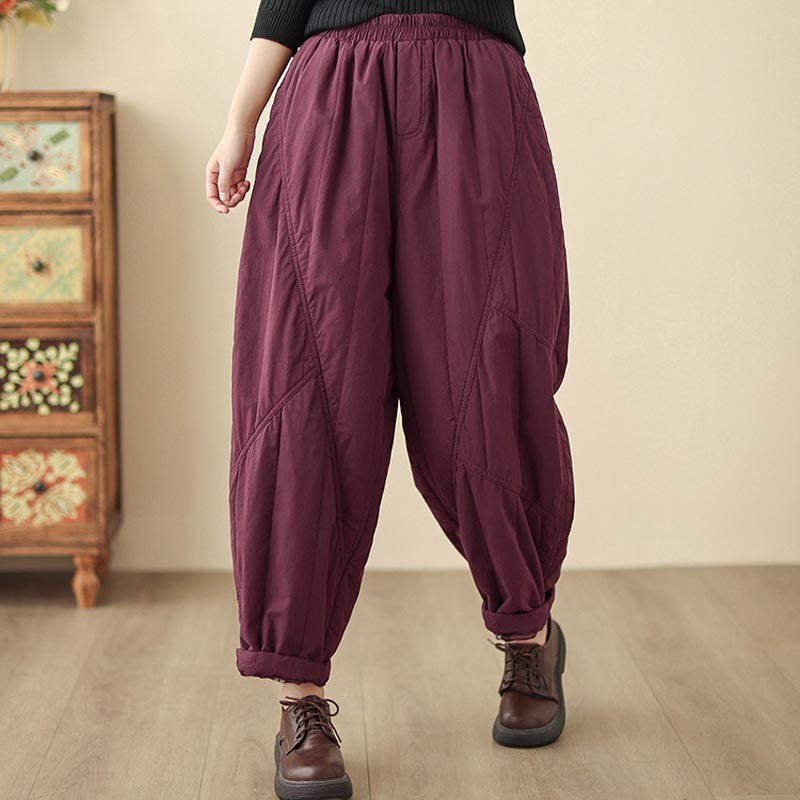 Nimara Ritual Winter Plain High Waist Women's Harem Thermal Elastic Waist Pants With Pockets