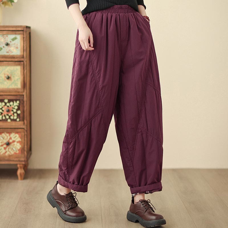 Nimara Ritual Winter Plain High Waist Women's Harem Thermal Elastic Waist Pants With Pockets