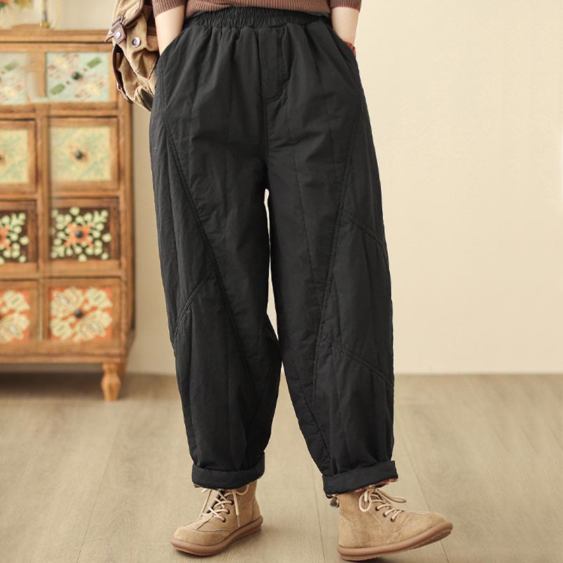 Nimara Ritual Winter Plain High Waist Women's Harem Thermal Elastic Waist Pants With Pockets
