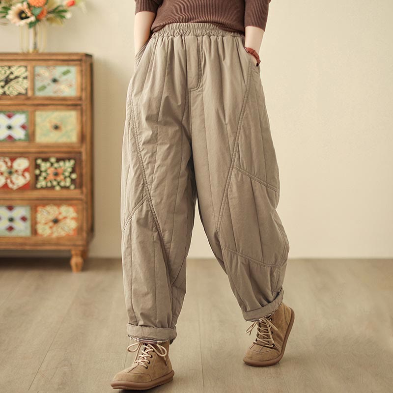 Nimara Ritual Winter Plain High Waist Women's Harem Thermal Elastic Waist Pants With Pockets